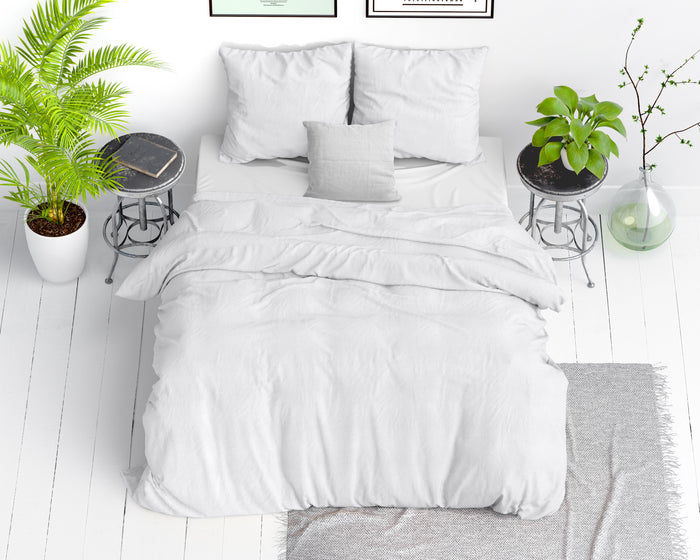 Dekbedovertrek Stone Washed - 100% Natuurlijk - Wit - 200x220cm