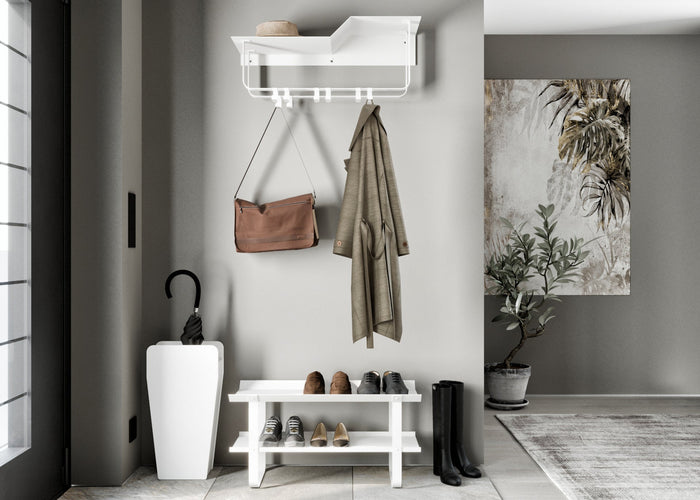 Gorillz Layer - Wandkapstok Met Hoedenplank - 8 Haken - Wit