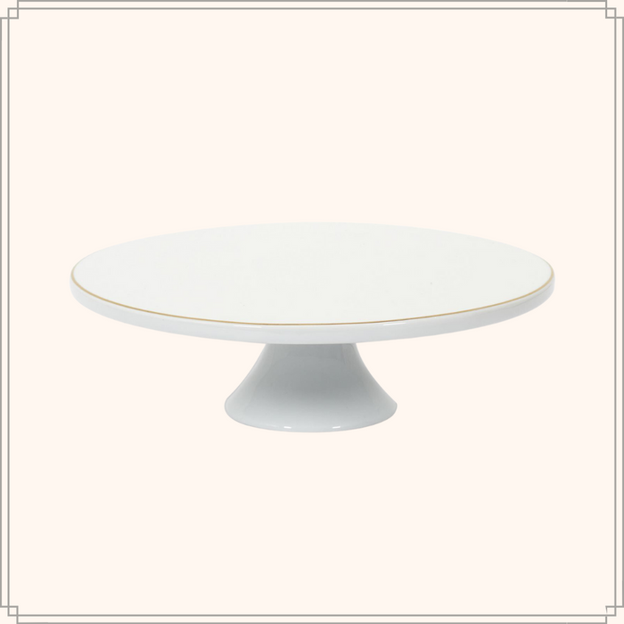 OTIX Taartplateau met Voet 30cm Wit met Gouden rand Decoratie Porse...