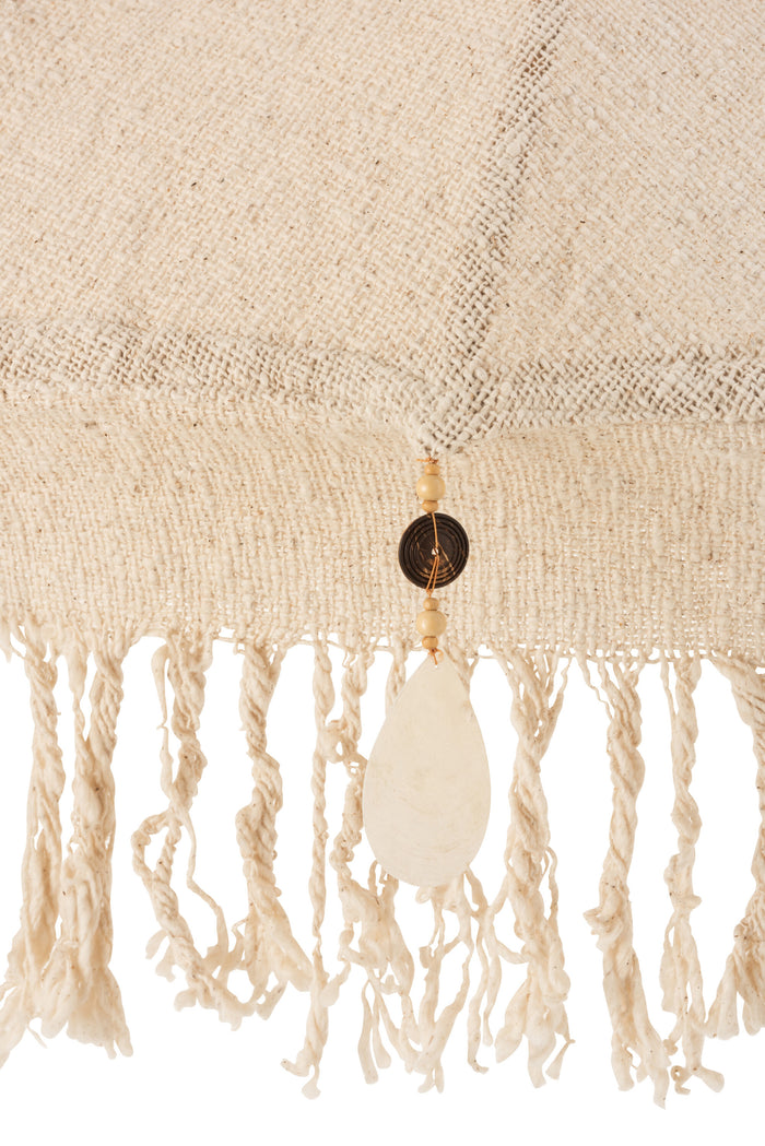 J-Line parasol Kwastjes|Schelpen - hout - beige|donkerbruin - L