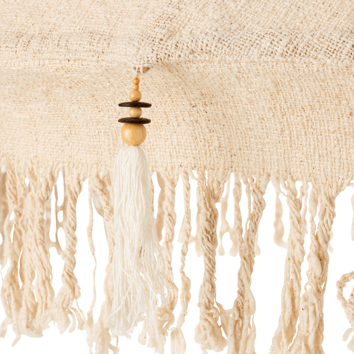 J-Line parasol Kwastjes|Schelpen - hout - beige|donkerbruin - L