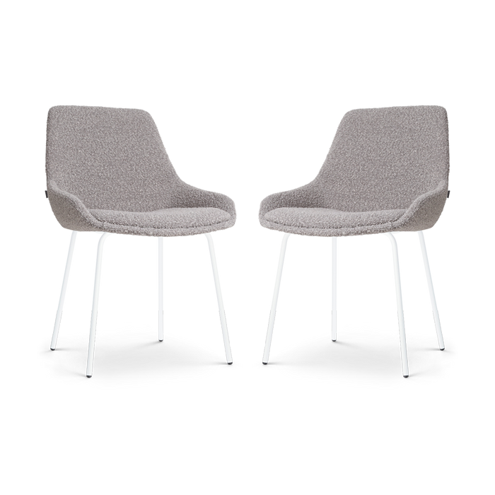 Nolon Nora-Isa Eetkamerstoelen Set van 2 - Bouclé Taupe - Wit