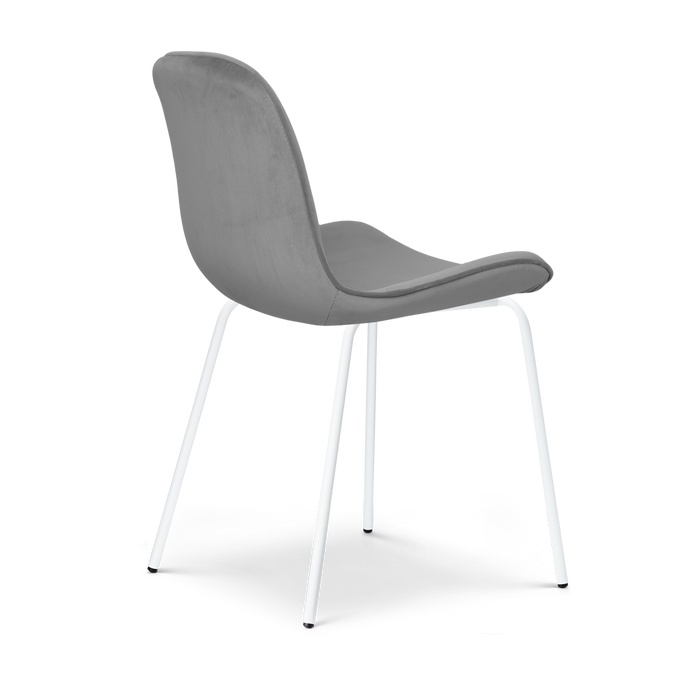 Nolon Nora-Fé Eetkamerstoelen Set van 2 - Velvet Grijs - Witte Poten