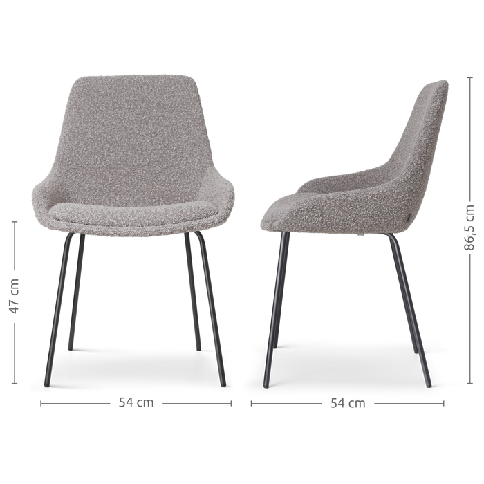 Nolon Nora-Isa Eetkamerstoelen Set van 2 - Bouclé Taupe - Zwart