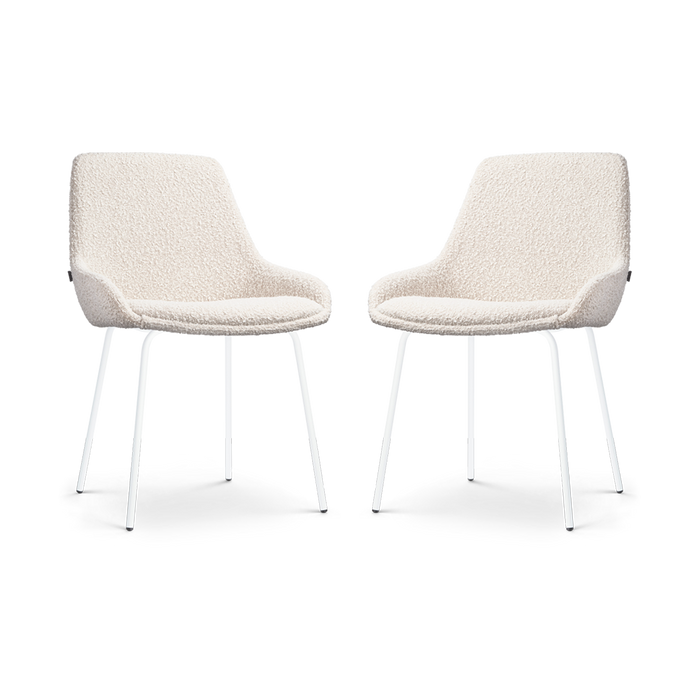 Nolon Nora-Isa Eetkamerstoelen Set van 2 - Bouclé Beige - Wit