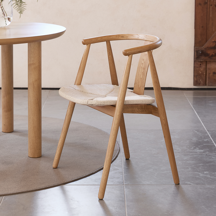 Olivine Kenza Eikenhouten Eetkamerstoel - Naturel met Rieten Zitting