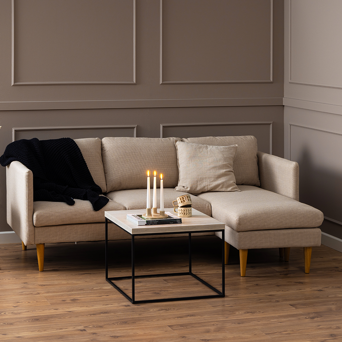 Lisomme Jelle 2-zits Hoekbank met Verstelbare Chaise Longue - Beige