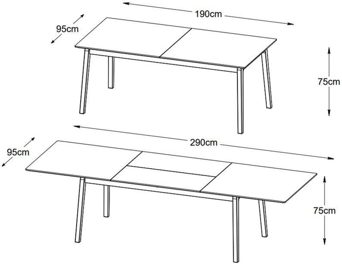 NADUVI Collection Uitschuifbare eettafel Quill