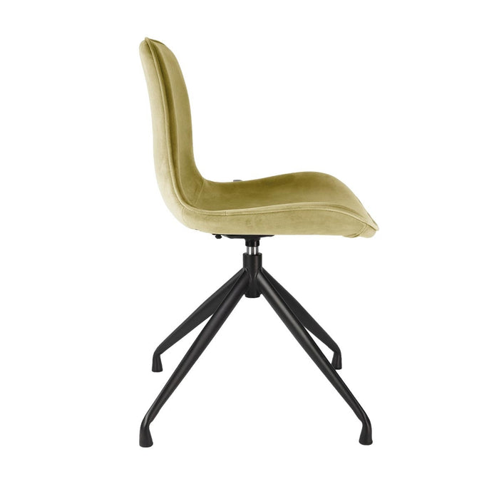 Nolon Nola-Fé Eetkamerstoel Groen - Velvet - Draaibaar Zwart Onderstel