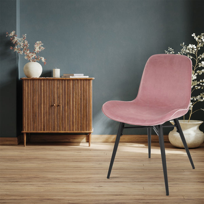 Nolon Nova-Fé eetkamerstoel velvet roze - zwart onderstel