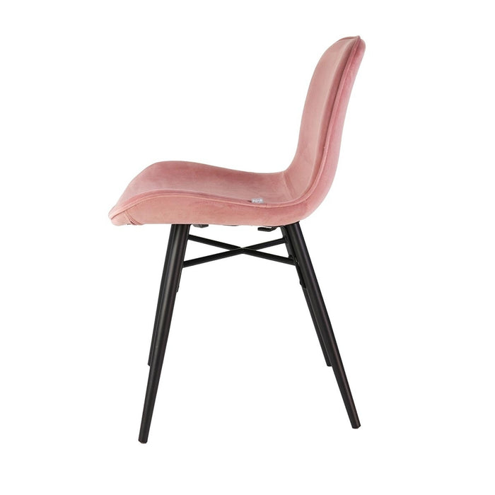 Nolon Nova-Fé eetkamerstoel velvet roze - zwart onderstel