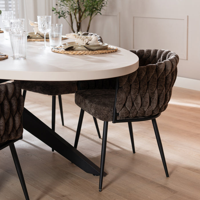 Bronx71 Eetkamerstoel River chenille bruin