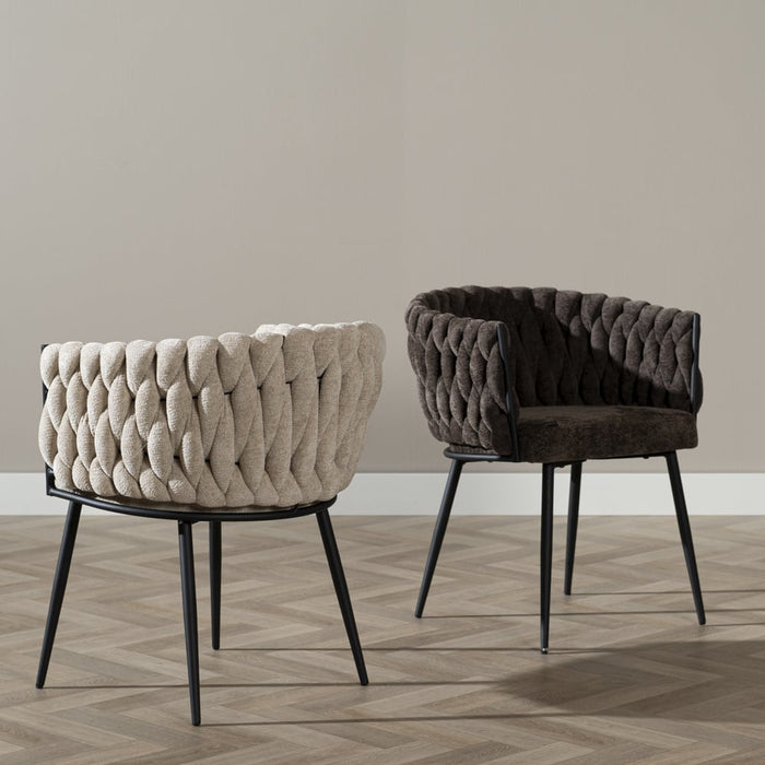 Bronx71 Eetkamerstoel River chenille bruin