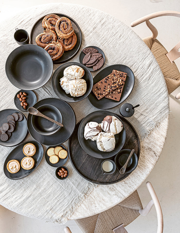 vtwonen Ontbijtborden - Serviesset - Mat Zwart - Set van 6 - 20cm