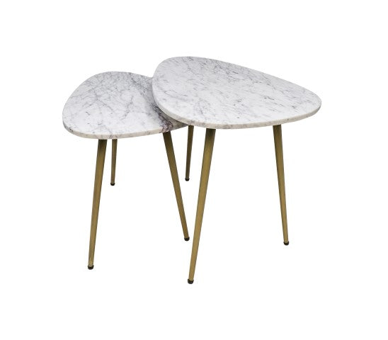 HSM Salontafel Marseille - 61x44x45|51x36x40 - Wit|goud