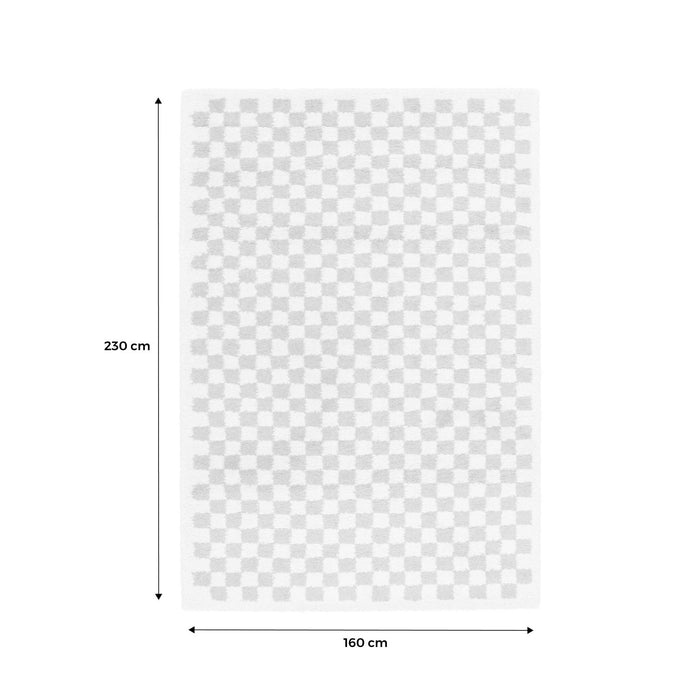 sweeek - Interieur tapijt met dambord vorm in mosterdgeel en crème