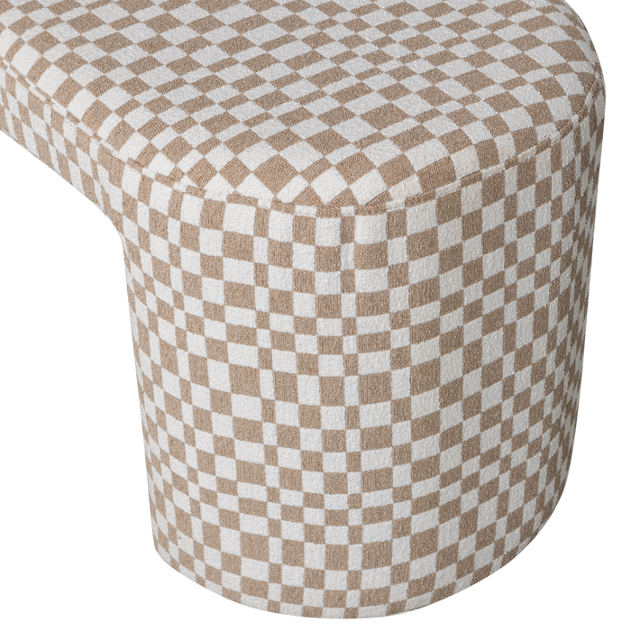 WOOOD Jacob Bankje - Polyester - Geruit - Zand - 46x130x46