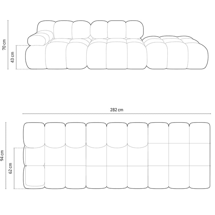 Milo Casa Tropea Modulaire 2-zitsbank Rechts Open met Hocker - Roze