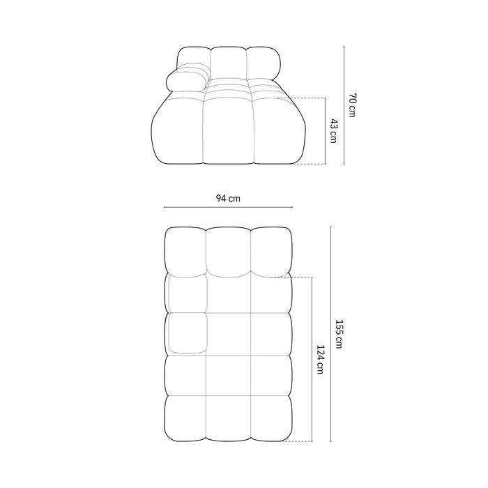 Milo Casa Tropea Modulair Bank Element - Chaise Longue Links - Donkergrijs