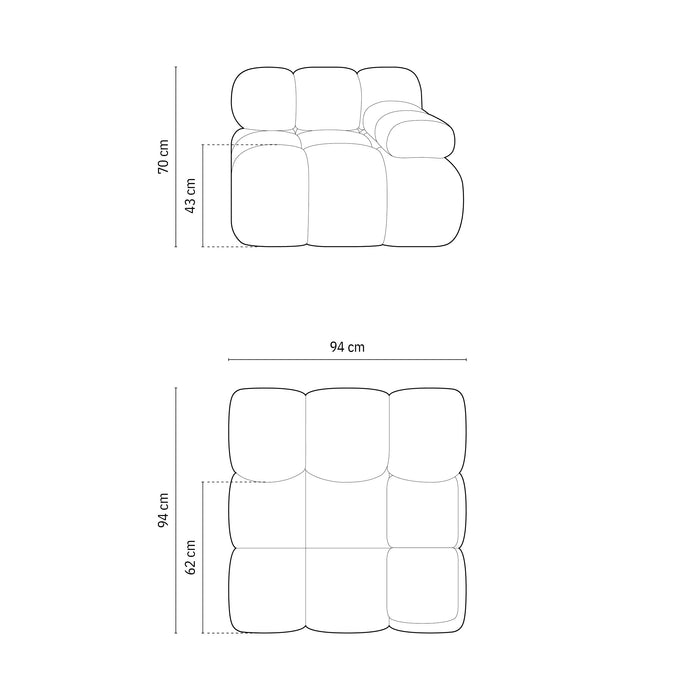 Milo Casa Tropea Modulair Bank Element - Hoek Rechts - Donkergrijs
