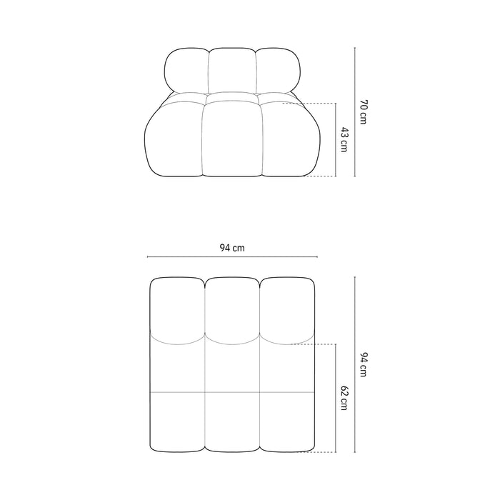Milo Casa Tropea Modulair Bank Element - Middenstuk - Koningsblauw