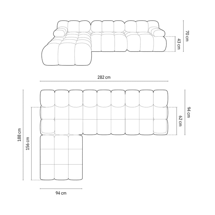Milo Casa Tropea Modulaire Hoekbank 4-zits - Links - Koningsblauw