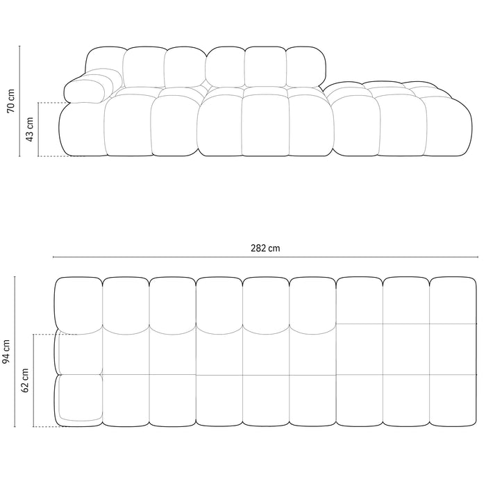 Milo Casa Tropea Modulaire 2-zitsbank Rechts Open met Hocker - Okergeel
