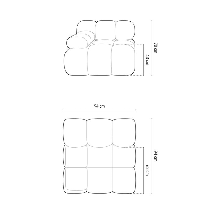 Milo Casa Tropea Modulair Bank Element - Hoek Links - Bordeauxrood