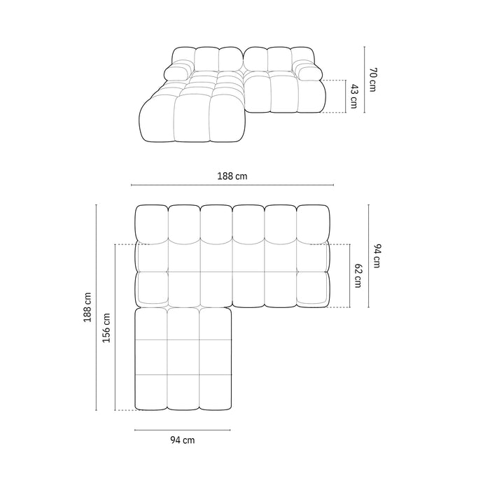 Milo Casa Tropea Modulaire 2-zitsbank met Hocker - Okergeel