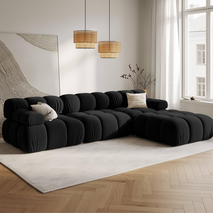 Milo Casa Tropea Modulaire Modulaire 3-zitsbank met Hocker - Zwart