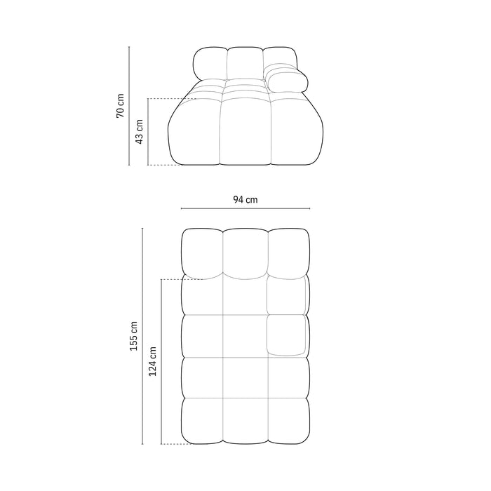 Milo Casa Tropea Modulair Bank Element - Chaise Longue Rechts - Flessengroen