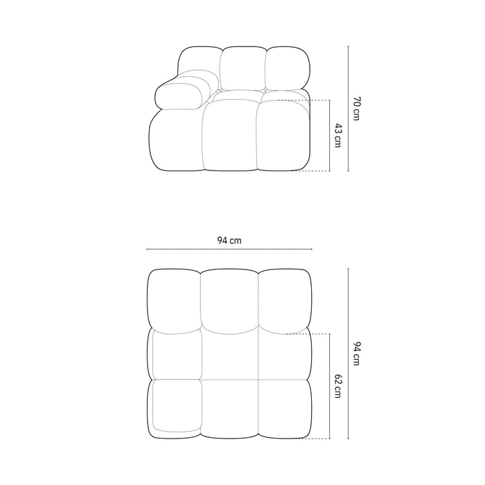 Milo Casa Tropea Modulair Bank Element - Hoek Links - Okergeel