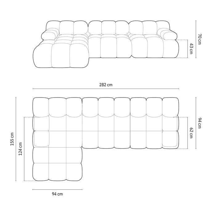 Milo Casa Tropea Modulaire Hoekbank 4-zits - Links - Zwart