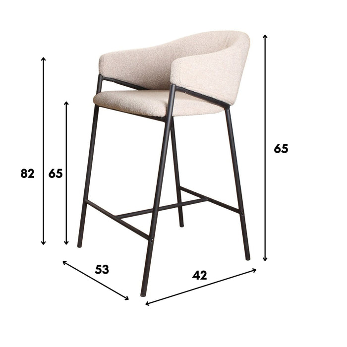 DS4U Elza barkruk boucle grijs 65 cm