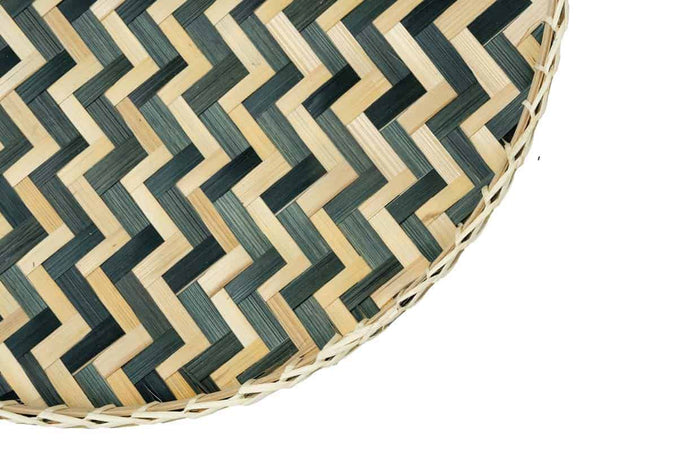 Liviza Muurdecoratie bamboe mand - Wit zwart Ø40