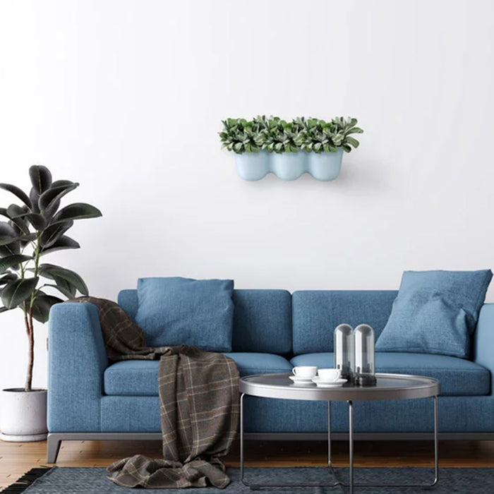 QUVIO Wand bloempot-trio plastic - Lichtblauw