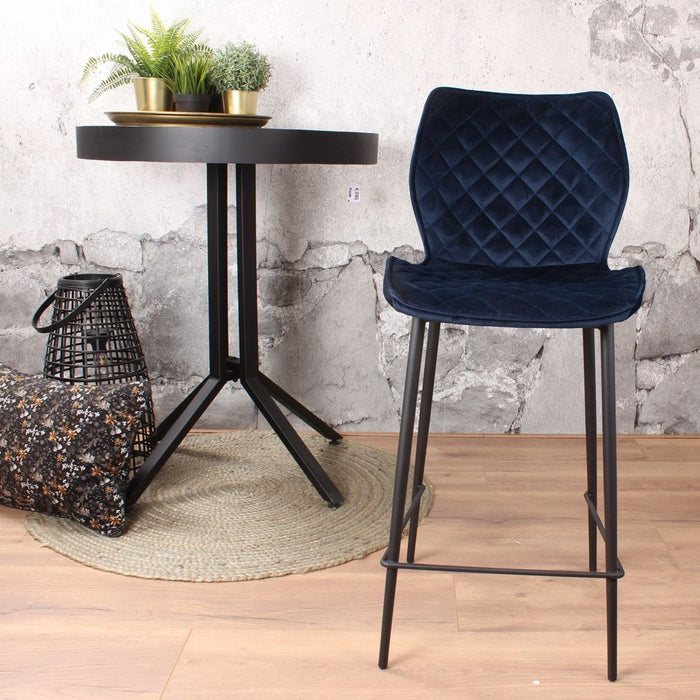 DS4U Ruby barkruk velvet 66 cm blauw