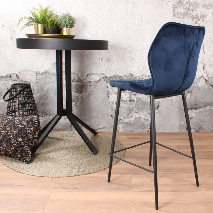 DS4U Ruby barkruk velvet 66 cm blauw