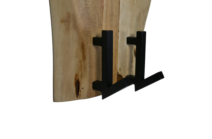 Kapstok Live Edge - 25x13x60 - Naturel - Acaciahout|metaal