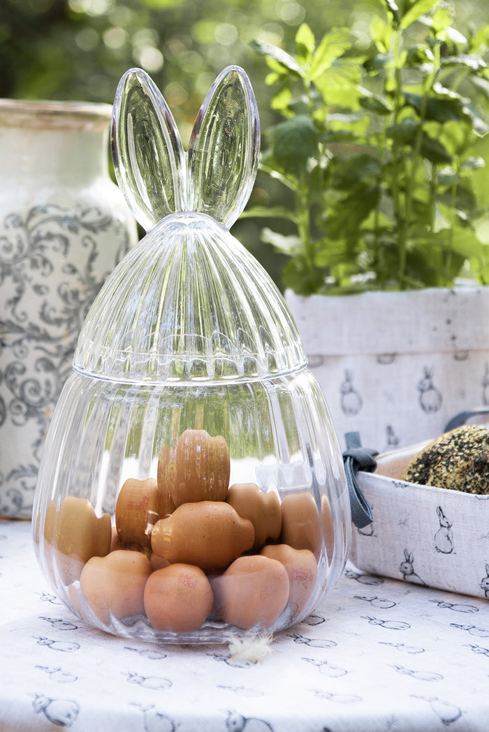 Clayre & Eef Glazen potje Ø 20x34 cm Transparant Glas Konijn