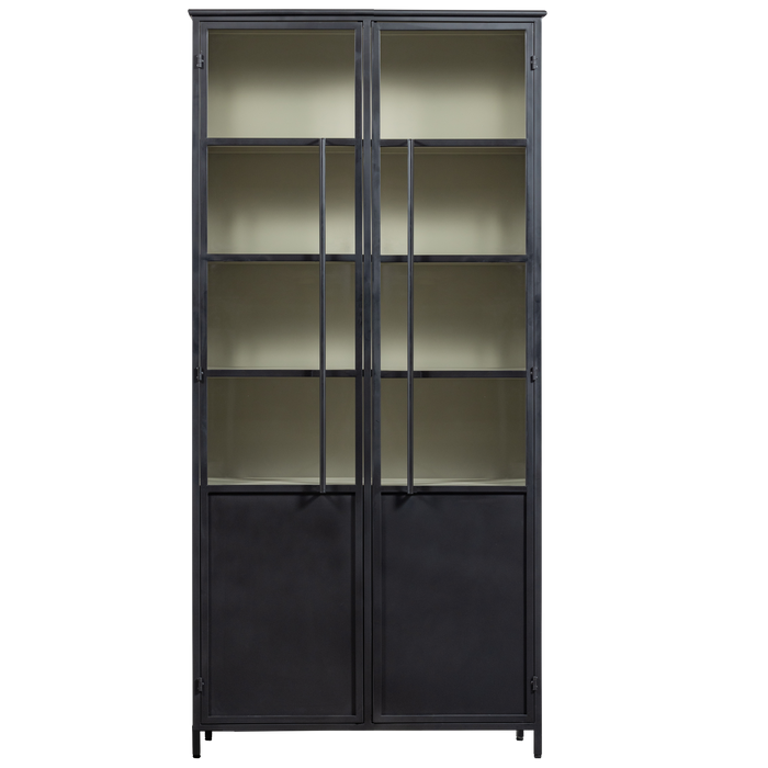 WOOOD 2-deurs vitrinekast XL Exhibit - Metaal - Zwart - 200x99x44 cm
