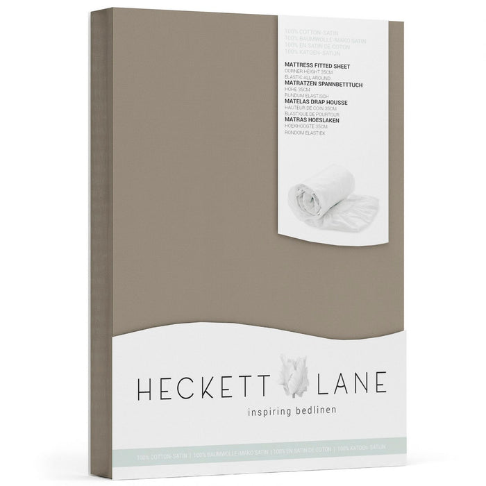 Heckett & Lane Hoeslaken Elementi Katoen Satijn 40cm Hoek - taupe grey