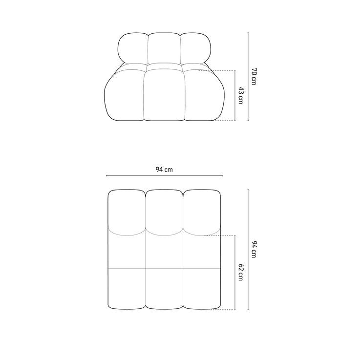 Milo Casa Tropea Modulair Bank Element - Middenstuk - Roze