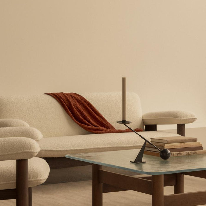 Audo Copenhagen Brasilia 2-zits bank donker eiken Bouclé 02 Beige