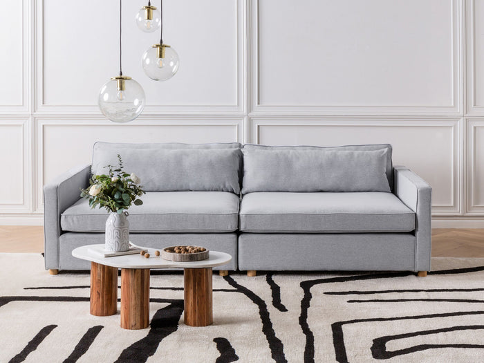 Beliani - VINSTRA - Driezitsbank - Grijs - Polyester