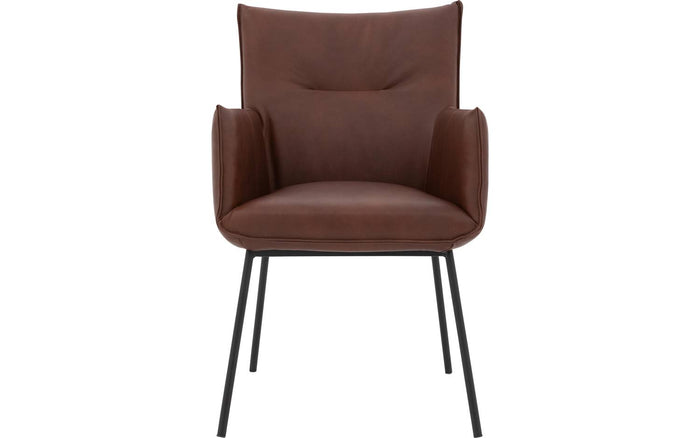 Goossens Eetkamerstoel Silvan - Leder met armleuning