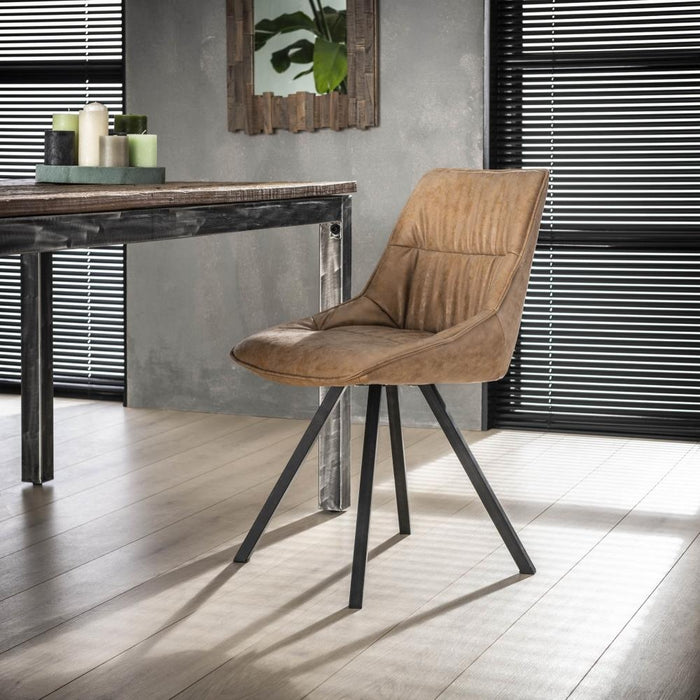 Giga Meubel - Eetkamerstoel Vierpoot Bruin - Set van 4