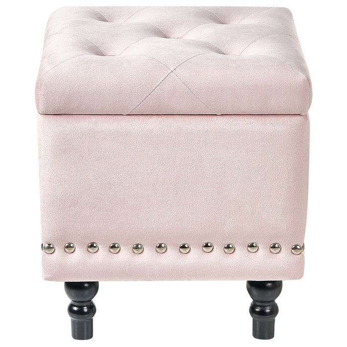 Beliani - LORETTO - Poef - Pastelroze - 37 cm - Fluweel