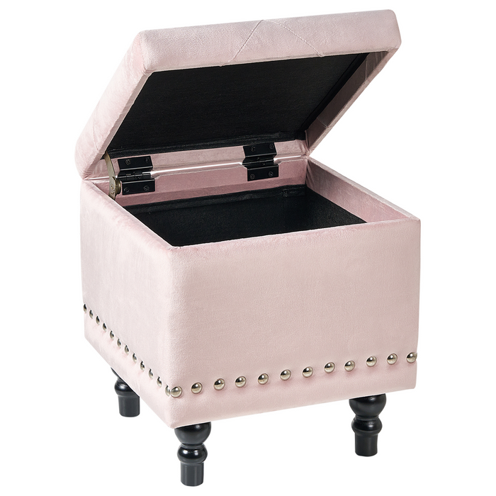 Beliani - LORETTO - Poef - Pastelroze - 37 cm - Fluweel