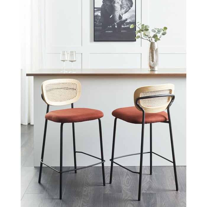 Beliani - MAYETTA - Barkruk set van 2 - Oranje - Polyester